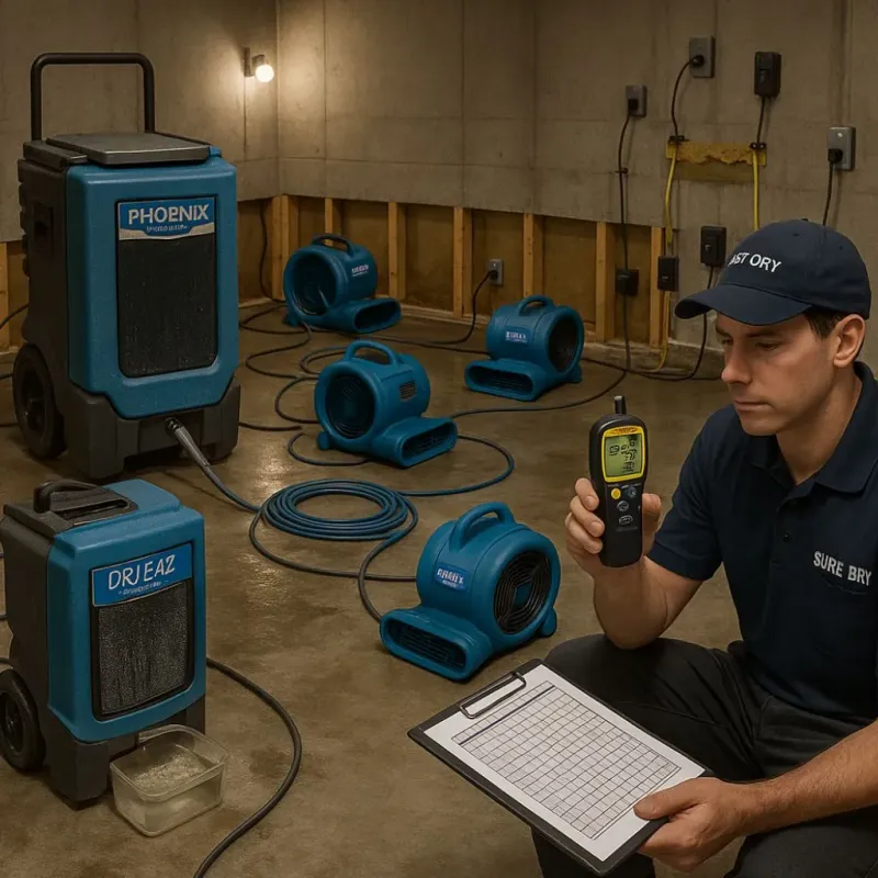 Structural Drying and Dehumidification process in Lasara, TX